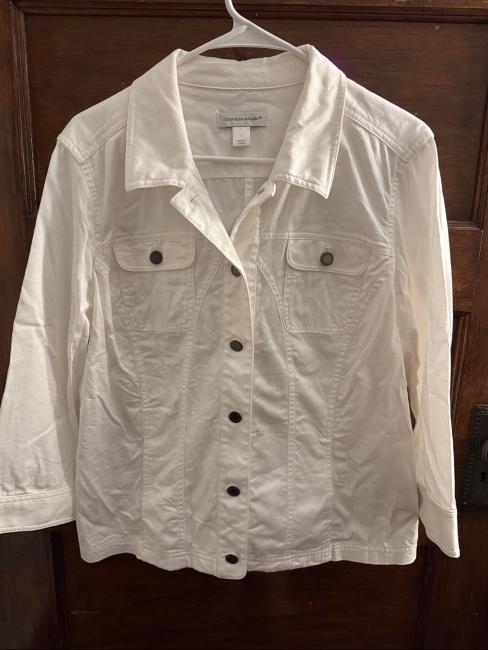 Christopher & Banks White Cotton Jean Jacket